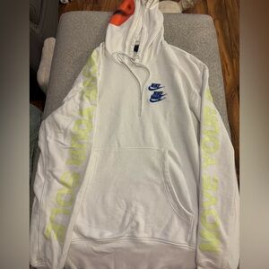 Vintage Nike World Tour Move your body White Hoodie with Blue and Yellow Accents